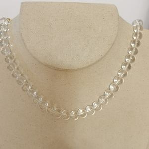 Collar de cuentas de esmalte de la suerte de topacio de cristal blanco de cristal transparente de diseño personalizado hecho a mano de 10mm - Product Image 1