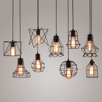Lampes suspendues rétro en fer E27, plafonnier Loft de Base, éclairage d'intérieur de bureau moderne, lampes suspendues industrielles, lustre