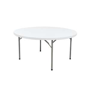 الطاولة بيضاء مثالية محمولة من البولي إيثيلين عالي الكثافة قابلة للطي من البلاستيك دائرية قابلة للطي طاولة طعام مدورة لحفلات الزفاف خارج المنزل - Product Image 2
