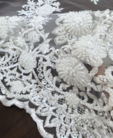 Tela de tul bordada con cuentas y lentejuelas para novias, de doble cara, pesada, lisa, con bordado a máquina, ideal para bodas - ¡Venta caliente!