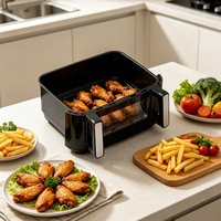 Friteuse à air numérique électrique double panier 2x5L, construction en plastique, revêtement antiadhésif PTFE, protection contre la surchauffe pour usage domestique