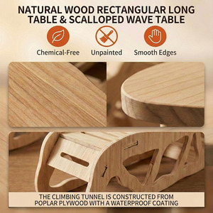Ensemble de jeu pour hamster en bois gravé fait main, design moderne, plateforme et tunnel en bois naturel, Artware - Product Image 3