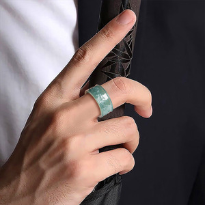Anello in Giada Naturale Tiba <span class=keywords><strong>di</strong></span> Grado Blu Acqua, Tipo Ghiaccio, per Coppie, Unisex, dal Design Personalizzato - Product Image 4