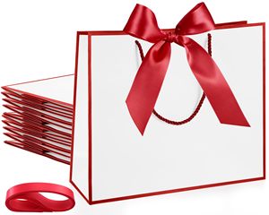 Sac en papier cadeau avec logo imprimé personnalisé Emballage élégant en ruban avec nœud pour les mariages Fête des mères Anniversaires et fêtes de demoiselle d'honneur - Product Image 5