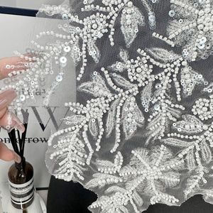 Apliques de cuello frontal con cuentas de lujo, parche de cuello bordado Floral de lentejuelas 3D plateadas <span class=keywords><strong>para</strong></span> caftán, abaya, <span class=keywords><strong>vestidos</strong></span> Aso Ebi - Product Image 2