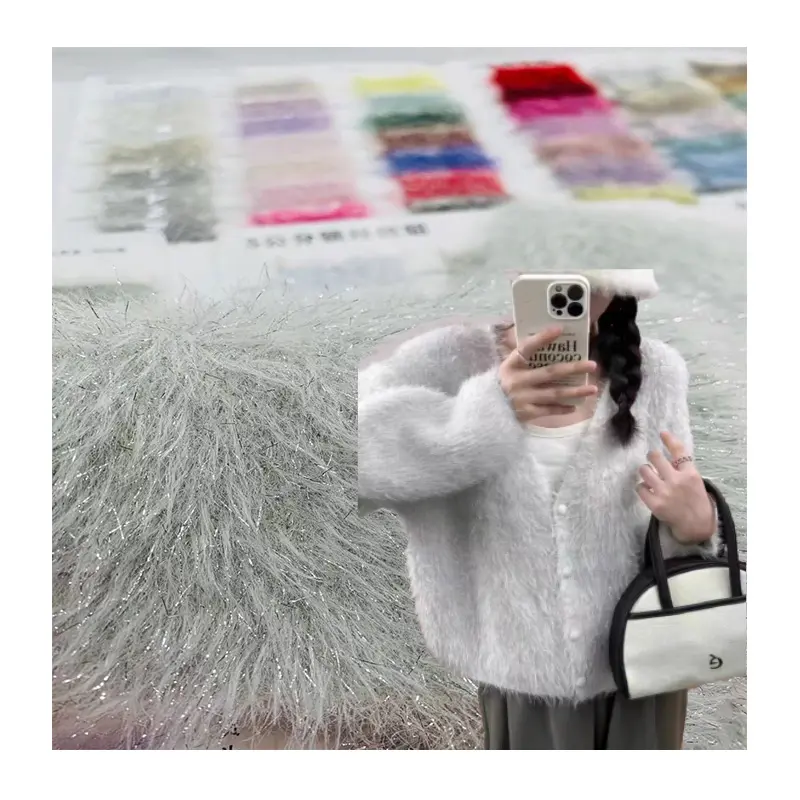 人気の新製品フラッシュミンクフェザーヤーン染めヘアまつげヤーン編みスカーフセーターファンシーヤーン