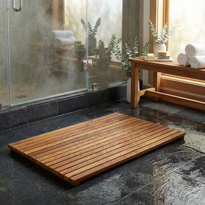 Alfombra de <span class=keywords><strong>ducha</strong></span> o para puerta Decor Spa, de madera de teca maciza con acabado aceitado, 31.5 por 19.5 pulgadas - Product Image 2