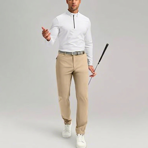 ... Pantalones de golf de ajuste activo para hombre con diseño de pierna cónica inteligente de tela elástica suave para uso diario, viajes de golf y uso casual - Product Image 1