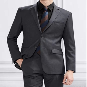 Tenue de travail bancaire pour hommes, ensemble deux pièces, style britannique, coupe ajustée, tenue professionnelle formelle, costume gris décontracté, uniforme - Product Image 1