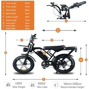 Vélo électrique pas cher pour adultes, 20 pouces, tout-terrain, Fatbike, 250W, suspension intégrale, vélo électrique rétro de montagne, disponible en entrepôt UE, Royaume-Uni, États-Unis - Product Image 3