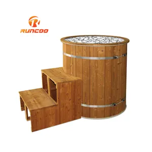 Canadian Red Cedar Vertical Outdoor Wooden Outdoor Wood Cold Wifi Hard Plunge Tub Ice Bath Tube With Cover