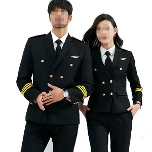 Jinteng 블랙 긴 소매 착용 저항 보안 작업복 의류 항공 유니폼 셔츠와 바지와 여성 원피스