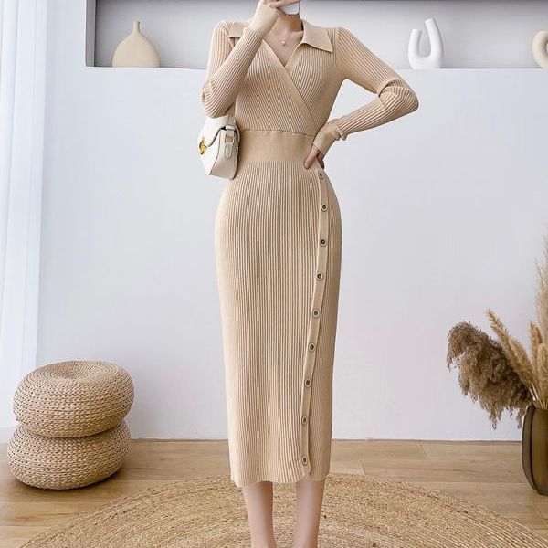 V Neck Dress - Elegant and Versatile Women's Clothing