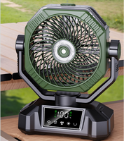 Nouvel arrivage Ventilateur solaire portable 20000mAh pour camping en plein air, ventilateur de table USB avec lumière LED et batterie externe pour cadeau pour enfants
