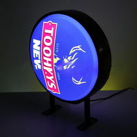 Boîte à lumière LED double face personnalisée en acrylique UV, forme ronde, murale, pour publicité extérieure de vitrine commerciale