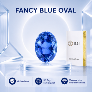 เครื่องประดับเพชรทรงลูกแพร์รูปไข่สีน้ำเงินเข้มแฟนซี พร้อมใบรับรอง IGI เพชรเพาะเลี้ยงในห้องปฏิบัติการด้วยวิธี HPHT CVD - Product Image 1