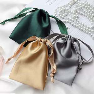 Bolsitas de Almacenamiento de Seda Satinada de Lujo, Pequeñas, 10*15cm, con Cierre de Cordón, Logotipo Personalizado, Diseño Geométrico, para Recuerdos de Boda, Joyería, Dulces y Regalos - Product Image 1