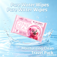 Mini lingettes pour bébé, pack de voyage, 10 lingettes, non tissées, ours rose, lingettes humides pour les mains et la bouche, pour sac à couches et sorties