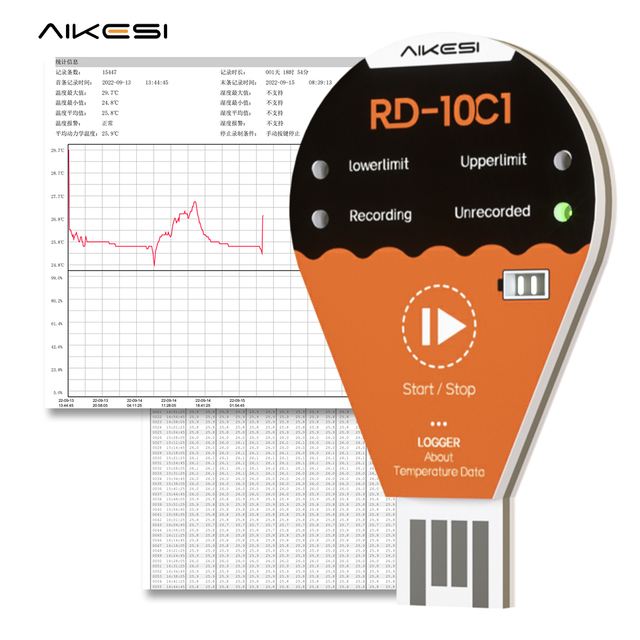 AIKESI RD-10C1 Low Cost Single Use Temperature Data Logger for Cold Chain With Easy USB Data Logger
