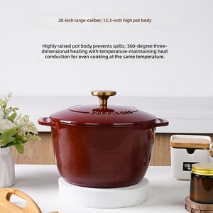 Olla de Hierro Fundido Esmaltado, Olla de Hierro Fundido para Guisos, Olla Multifuncional para Cocinar Sopas y Estofados - Product Image 5