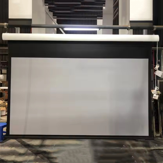 High Quality 4K Home and Commercial Motorized Projector Screen 16:9 Format Electric Tension Matte Grey Home Theater Tesnion