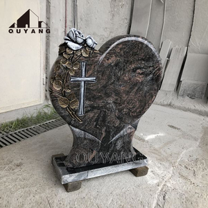 QUYANG <span class=keywords><strong>precio</strong></span> más barato moderno único tallado en forma de corazón negro granito lápida cementerio monumentos - Product Image 6