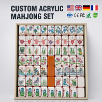Jeu de tuiles de Mahjong personnalisé de 36 mm, 160 pièces, 7 couches, tuiles de Mahjong américaines gravées en acrylique, motif montgolfière, pour jeu de société classique pour adultes