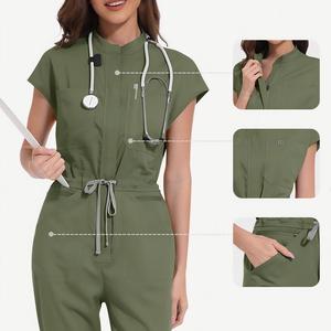 Conjunto de uniforme médico elástico y suave con bolsillos, cómodo para enfermeras y médicos, uniforme médico, mono para mujer. - Product Image 5
