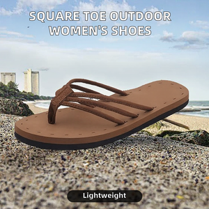 Sandalias de tacón alto con punta cuadrada extragrande, ligeras, para verano y primavera, sencillas, cómodas, informales, para exteriores, para mujer, con punta abierta, para la playa - Product Image 2