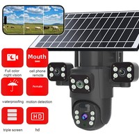 SQ Caméra 4G à trois objectifs, étanche IP65, vision panoramique à 360°, interphone vocal, vision nocturne infrarouge, pour extérieur - Vente chaude transfrontalière