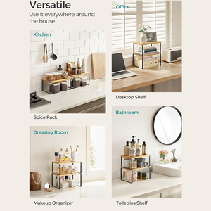 Ensemble <span class=keywords><strong>de</strong></span> 2 étagères <span class=keywords><strong>de</strong></span> rangement multi-usages, organisateur <span class=keywords><strong>de</strong></span> placard en bois pour salle <span class=keywords><strong>de</strong></span> bain, deux étagères empilables et extensibles pour la <span class=keywords><strong>cuisine</strong></span>, support à épices pour la maison - Product Image 4