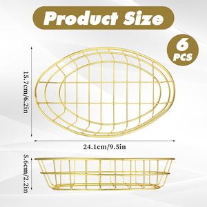 Cestas de Alambre Metálicas Ovaladas Cromadas YULIN JIAFU, Cesta Decorativa para Servir Pan, Contenedor para Sándwiches, Cesta para Comida Rápida para Fiestas Navideñas - Product Image 2