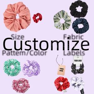 Scrunchies de impresión personalizada con logotipo de cremallera Banda elástica para el cabello Gran XXl Velvet Silk Satin <span class=keywords><strong>Hair</strong></span> Scrunchies con bolsillo para mujeres - Product Image 6