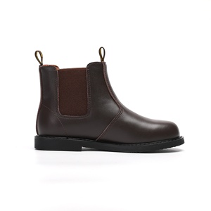 Botines de combate para niños y niñas pequeñas, botines de otoño Chelsea de cuero marrón sin cordones para niños, <span class=keywords><strong>zapatos</strong></span> cómodos para exteriores - Product Image 6