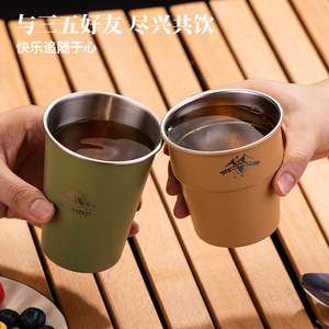 แก้วตั้งแคมป์กลางแจ้ง 350 มล. ถ้วยกาแฟสแตนเลสแบบพกพาสำหรับการเดินป่าท่องเที่ยว - Product Image 5