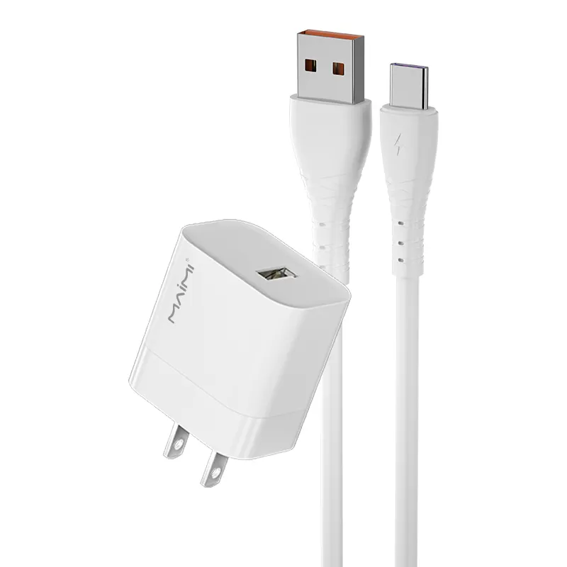 PESTON T96 telepon Port USB putih 22.5W, pengisi daya dinding kit pengisi daya ponsel colokan US dengan kabel