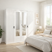 Placard moderne en fer à 2 tiroirs et 4 portes coulissantes Armoire en métal Almirah Meubles de chambre à coucher pour le salon avec impression personnalisée