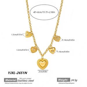 Collar <span class=keywords><strong>de</strong></span> Acero Inoxidable con Múltiples Corazones y Ojo <span class=keywords><strong>de</strong></span> Diablo, Estrella y Corazón con Pavé <span class=keywords><strong>de</strong></span> Circonitas, Chapado en Oro <span class=keywords><strong>de</strong></span> 18K, Joyería Nupcial Inalterable - Product Image 6