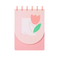 Cuaderno A5 Minimalista con Estampado de Tulipanes, Cubierta de Cartulina Blanca de Dos Capas, Encuadernación con Discos, Hojas Sueltas, 60 Hojas, Regalo
