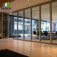 Cloison de séparation en verre mobile avec cadre en aluminium, paroi coulissante pour bureau, restaurant, espace commercial