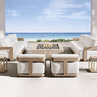 Ensemble de canapés de jardin en teck moderne, mobilier d'extérieur de luxe pour hôtel, canapé modulaire avec coussins, mobilier de salon extérieur, mobilier de patio, ensemble de canapés de jardin