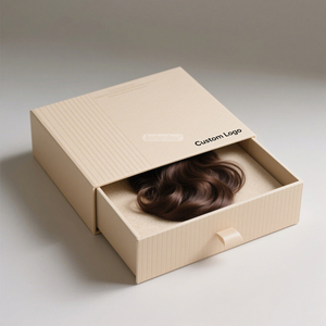 Emballage de perruques personnalisées en matériau mat écologique fait à la main boîte en carton magnétique avec satin - Product Image 2