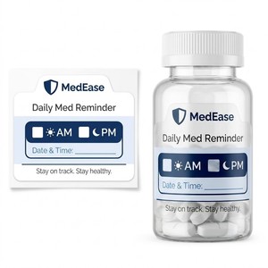 Étiquettes personnalisées transparentes en PET, amovibles, imperméables et résistantes à l'huile, avec pelliculage mat et découpe, pour rappel de médicaments, pour organiseur de pilules quotidien - Product Image 1
