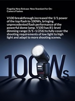 Flash rond Godox V100 C/N/S/O/P en plastique avec batterie, 100W, puissant, portable, télécommande