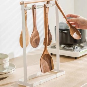 Japanese Style <b>Kitchen</b> Utensil <b>Rack</b> No Drill Multi Functional Spatula Holder Household Storage Organizer Rectangle Design - Product Image 3