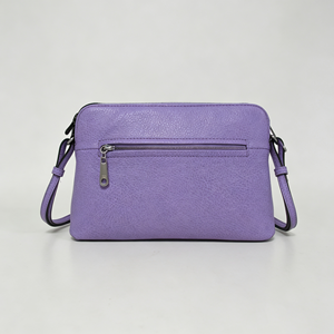 <b>Lavender</b> Pebbled Genuine Leather Crossbody <b>Bag</b> Front Zip Pocket Adjustable Strap Women Small Shoulder Purse - Product Image 4