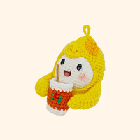 Combinaison courte en peluche jaune crochetée à la main, personnage de dessin animé, taille 0cm-10cm, adorable poupée en fil, décoration de bureau, pour les 14 ans et plus
