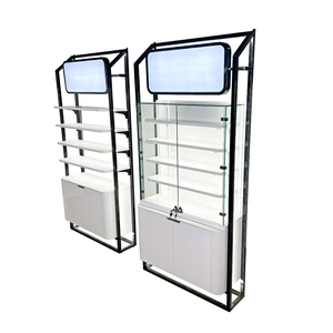 Modern Cosmetic Display Rack with LED Light Box Luxury Retail Beauty Shop Shelving Unit with Bottom Storage <b>Cabinet</b> - Product Image 5