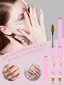 100% Kolinsky Acrylic Nail <b>Brush</b>, Acrylic Nail <b>Brush</b> for Manicure, Glittery With Metal Handle, Durable Pink Handle - Product Image 4