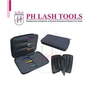 Funda negra con cremallera para extensiones de pestañas, pinza de tres caras, etiqueta privada, el mejor estuche de cremallera, embalaje para pinzas de pestañas - Product Image 5